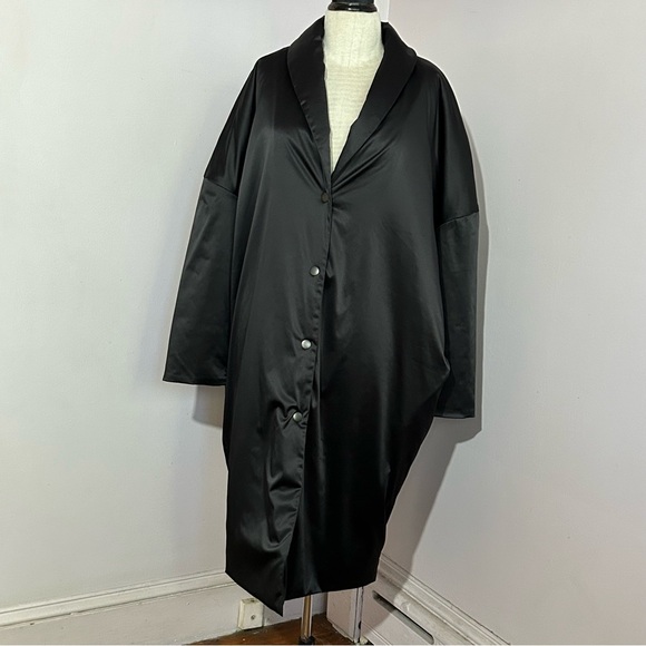 Derek Lam 10 C X Athleta Uptown Black Satin Quilted Coat Large - Picture 6 of 8
